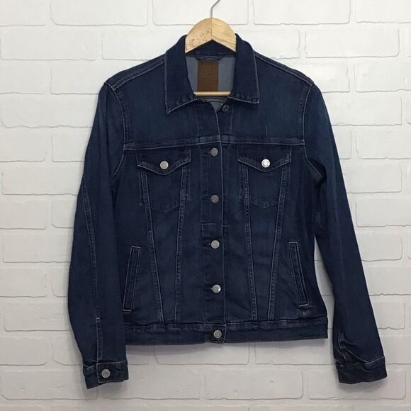 𝅺gap trucker style jeans jacket stretchy cotton blend blue denim small - Picture 13 of 13